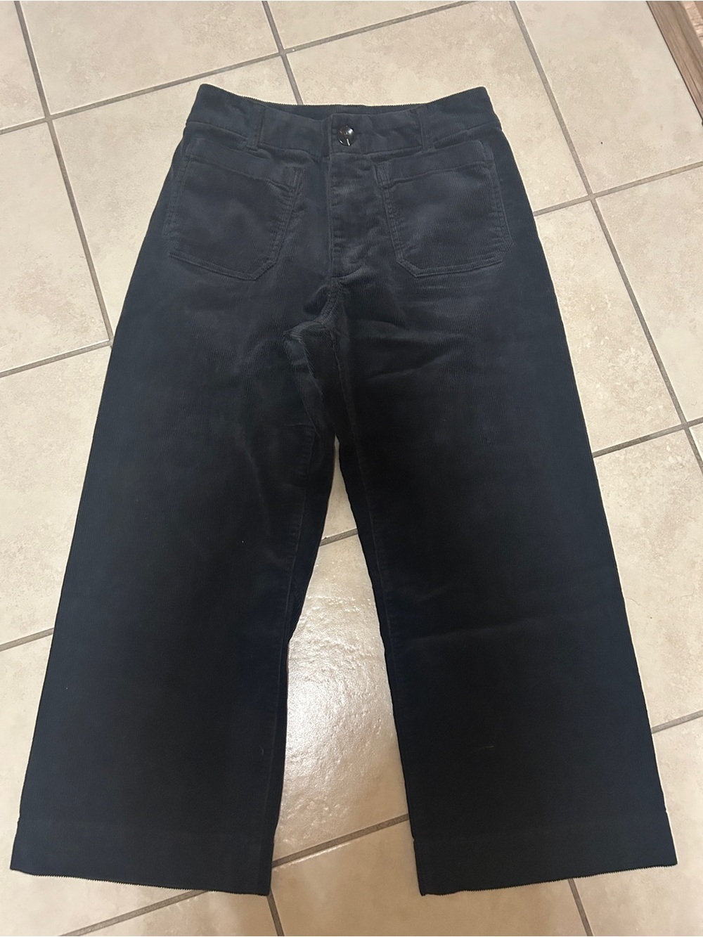 Quince Women Black Wide-Leg Corduroy Trousers
